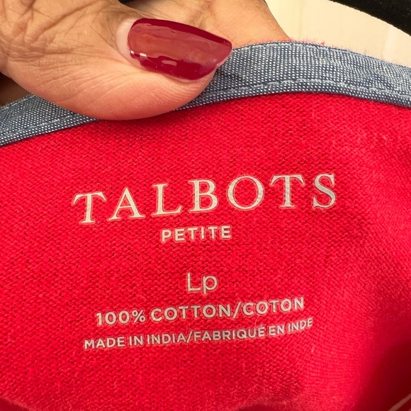 Talbots Petite Nautical Stripe Sailboat Graphic Top Red LP - Picture 3 of 5